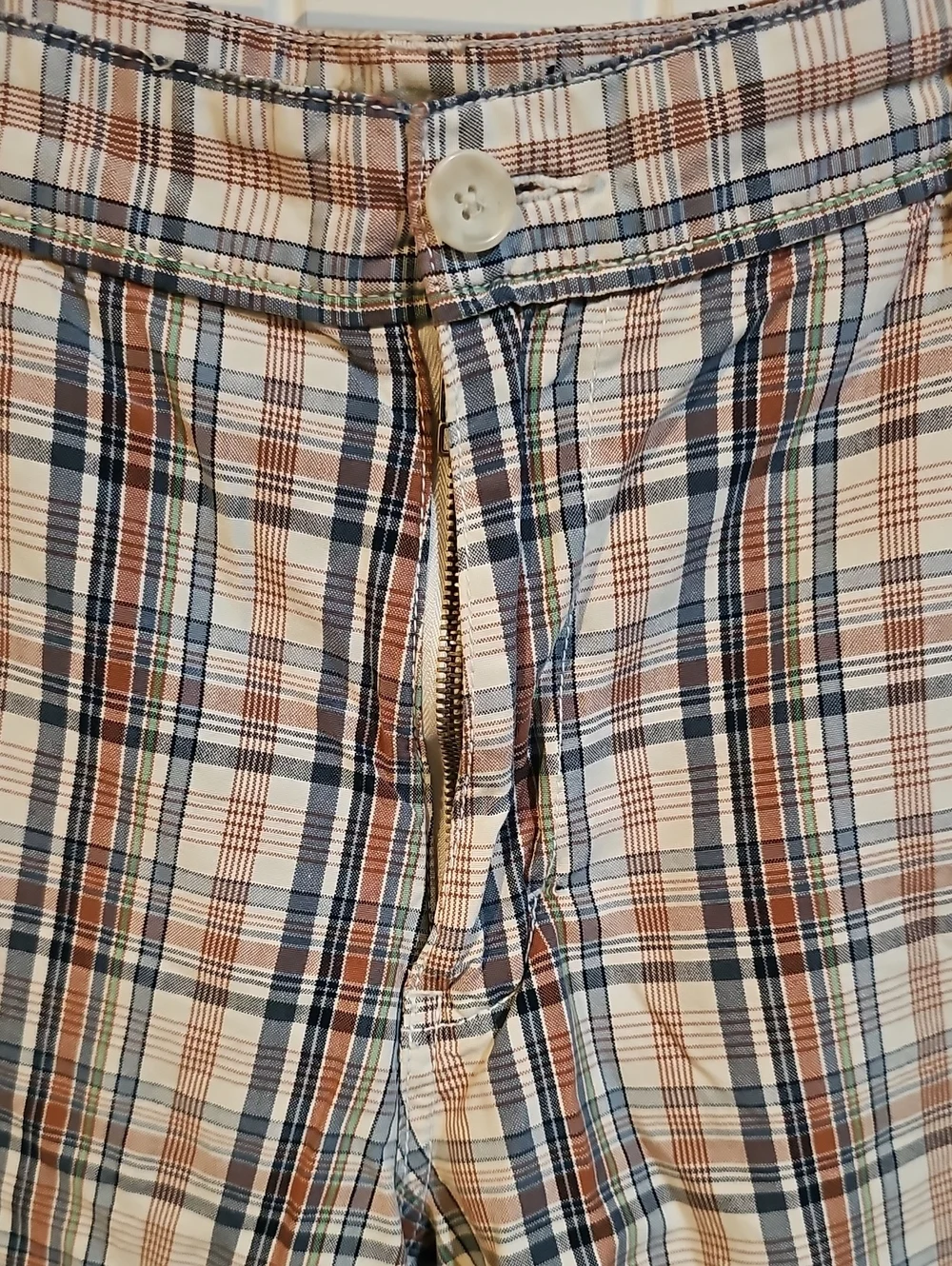 PACSUN Kirra Surf Men's Plaid Cotton Bermuda Shorts - Cream & Brown, 38W
